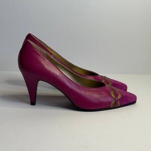 Vintage Yves Saint Laurent Pink Leather Heel Pumps Size 36
